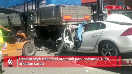 Otomobil park halindeki TIR'a ok gibi saplandı! O anlar kamerada