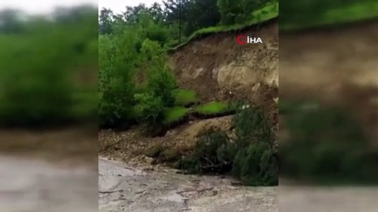 Amasya'da korkutan heyelan kamerada