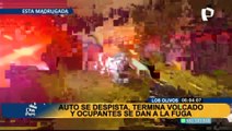 Aparatoso accidente en Los Olivos: vehículo se despista y ocupantes se dan a la fuga