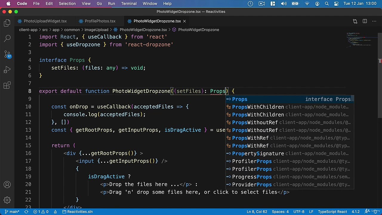 Net. Core and React Client image upload - Styling the Dropzone