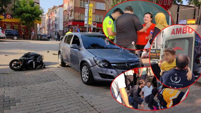 Otomobilin motosiklete çarptığı kazada baba-oğul yaralandı