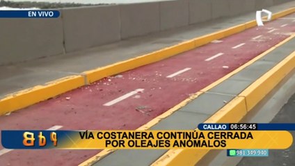 Costa Verde Callao: carril en sentido a Chorrillos continúa cerrado por fuertes oleajes