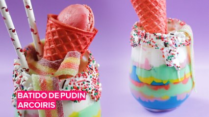 ¿Te apetece algo dulce? ¡Prueba este batido de pudin multicolor!