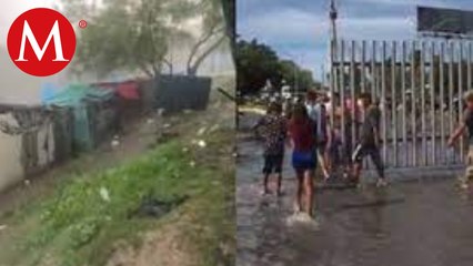 Una fuerte tormenta destruye casas de campañas de migrantes en Tamaulipas