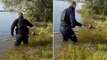 Dog rescued from deep water in Kherson after destroyed dam floods region
