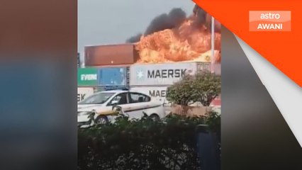 Kontena mengandungi aerosol terbakar di Pelabuhan Utara