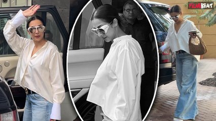 Malaika Arora Cool White Shirt & Blue Jeans में आईं नजर, अजीब चलती दिखीं Malla | Viral Video