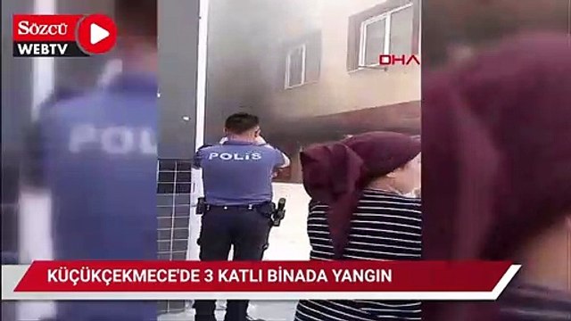 Küçükçekmece'de 3 katlı binada yangın