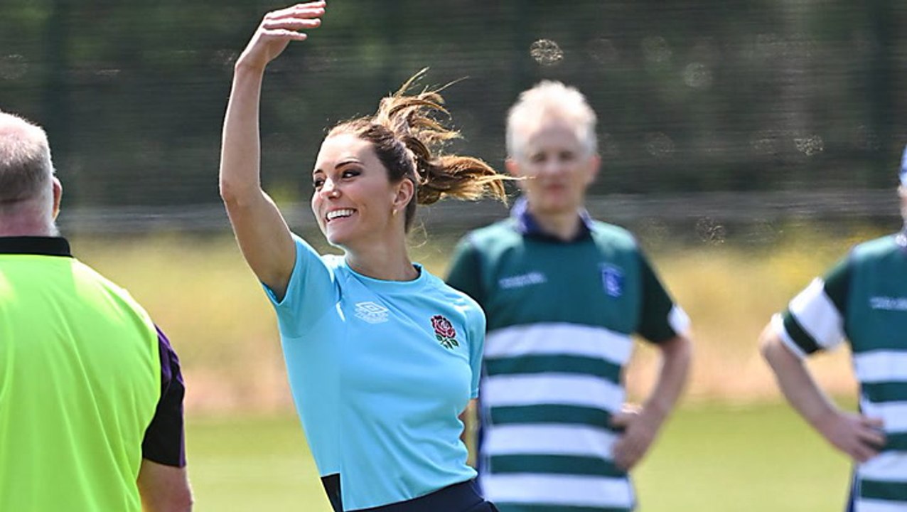 Seltener Look: Herzogin Kate mit Pferdeschwanz und in Sportkleidung