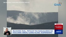 Bulkang Taal, patuloy na naglalabas ng volcanic smog; ilang klase, suspendido | Saksi