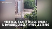 Nubifragio a Gatta (Reggio Emilia): il torrente Spirola invade le strade