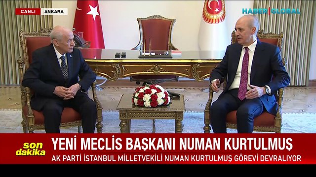Meclis başkanı seçilen Numan Kurtulmuş, görevi Devlet Bahçeli'den böyle teslim aldı