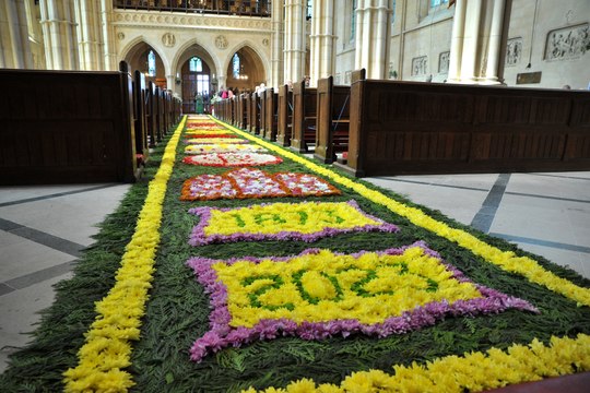 150 year anniversary Arundel Cathedral carpet of flowers in Sussex