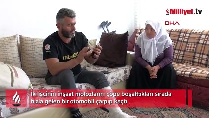 Otomobilin çarptığı 2 inşaat işçisi yaralandı