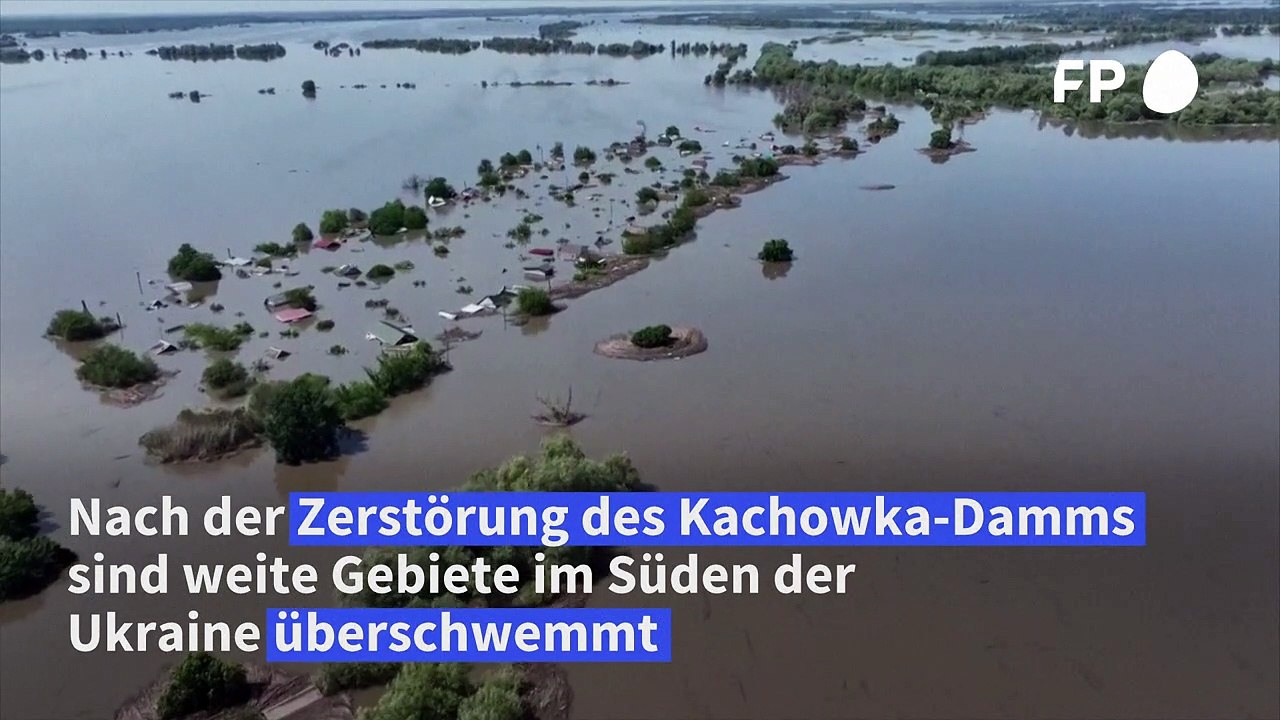 Ukraine: luftbilder zeigen ausmaß der Überschwemmungen