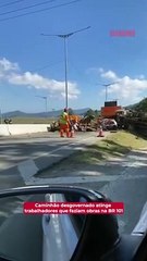 Caminhão desgovernado atinge trabalhadores que faziam obras na BR 101