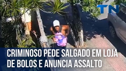 Criminoso pede salgado em loja de bolos e anuncia assalto