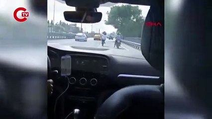 ŞİŞLİDE MOTOSİKLETLE TEHLİKELİ YOLCULUK KAMERADA 