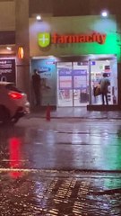 Traffic Cones Going for a Walk in the Rain