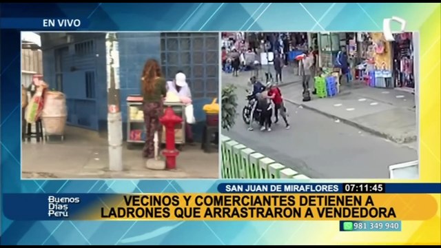 Están cansados de los robos en SJM: Vecinos y comerciantes detienen a ladrones que arrastraron a mujer