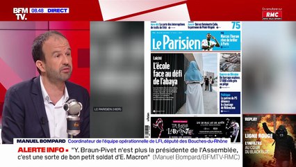 Apolline de Malherbe et Manuel Bompard ont un vif échange dans "Face à Face" sur BFMTV