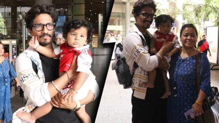 Bharti Singh, Haarsh Limbachiyaa बेटे Golla के साथ दिखे Airport पर, Angry Harsh को Bharti ने संभाला!