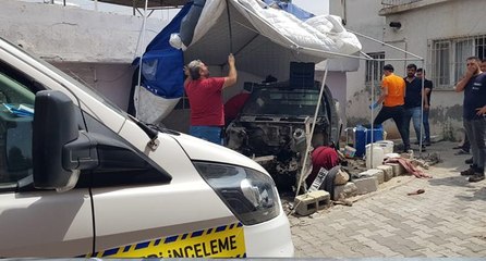 Çalınan otomobil çadırda parçalanmış bulundu