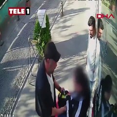 Sokak ortasında kadına şiddet kamerada