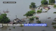 Vues aériennes de la région de Kherson inondée après la destruction du barrage