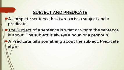 Subject and Predicate
