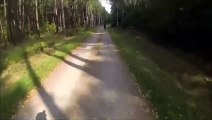 Ce cycliste va avoir une drôle de surprise en traversant une foret