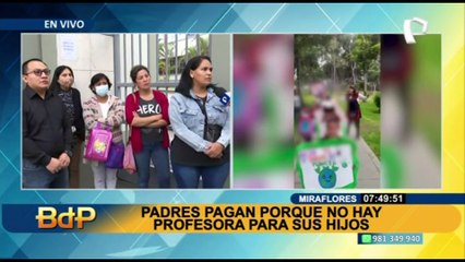 Padres tienen que pagar porque no hay una profesora para sus hijos en colegio de Miraflores