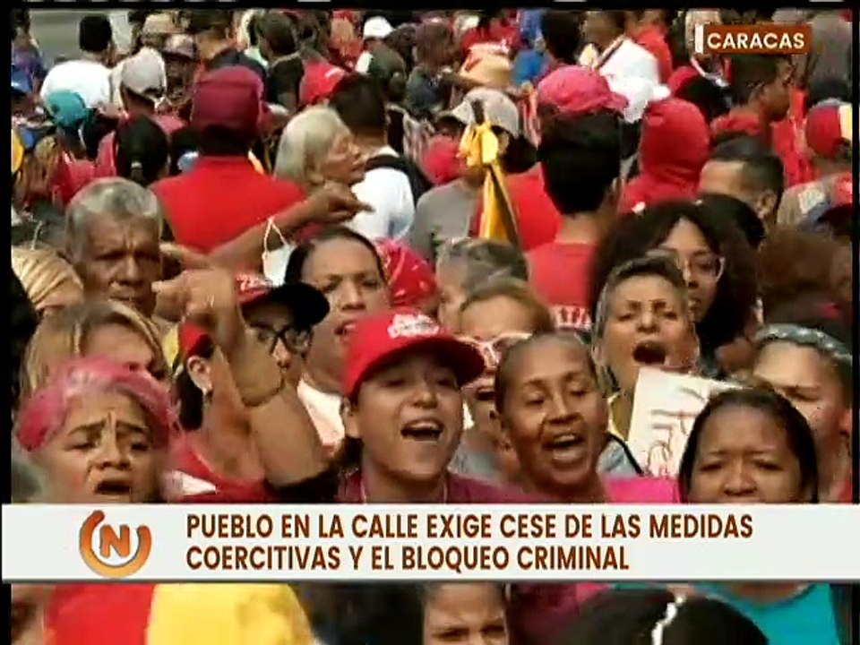Miembros del PSUV marchan en rechazo a las sanciones y bloqueo económico impuestos a Venezuela