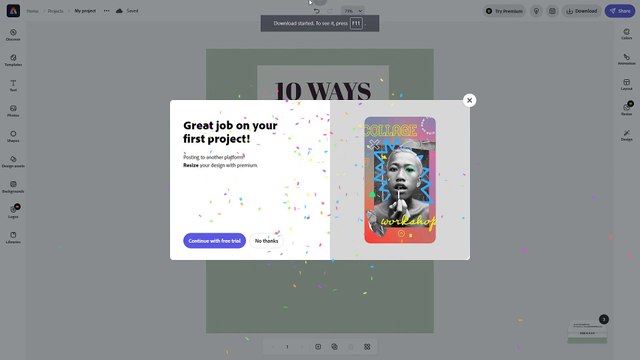 Adobe Express Course Section 20 Downloading Designs