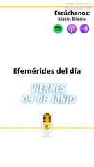 EFEMÉRIDES VIERNES 09 DE JUNIO 2023