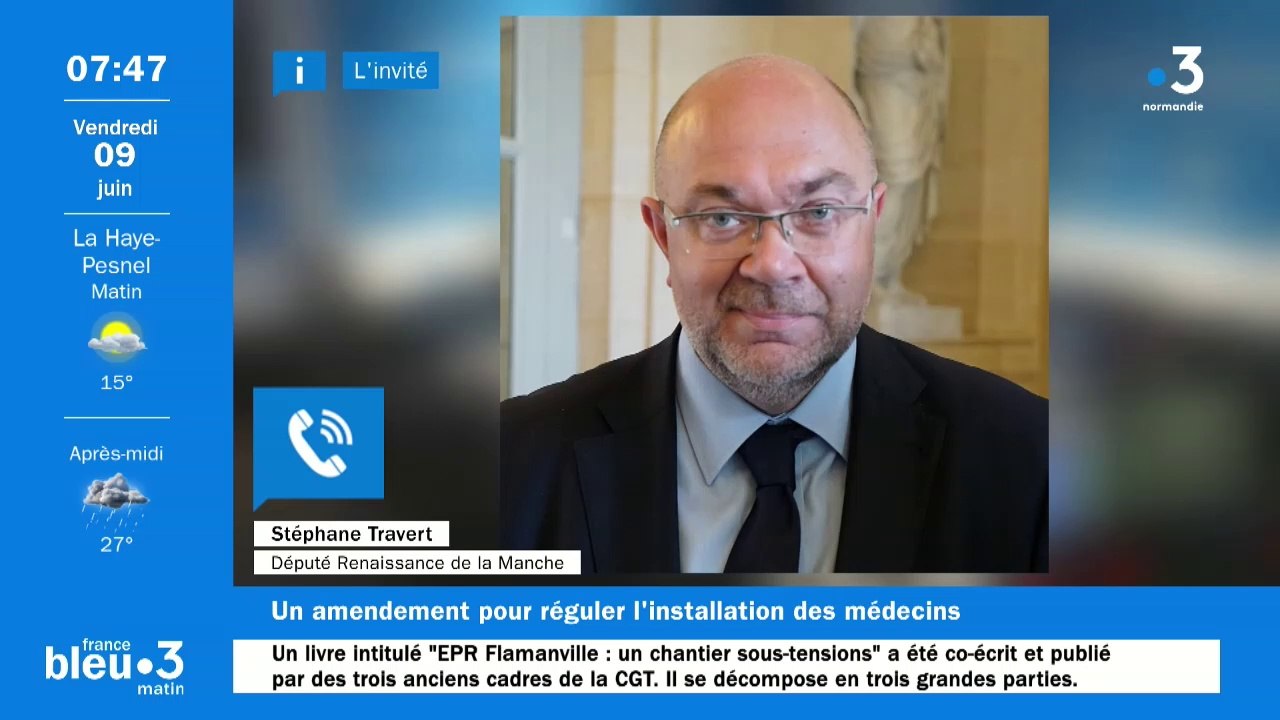 Le député  Stéphane Travert invité de France Bleu Cotentin et France 3 Normandie