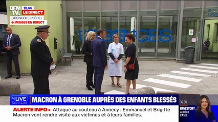 Emmanuel et Brigitte Macron sont arrivés au CHU de Grenoble auprès des victimes de l'attaque d'Annecy