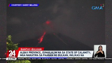 Albay province, isinailalim na sa state of calamity; mga nakatira sa paanan ng bulkan, inilikas na | 24 Oras