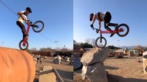Stunt Rider performs amazing FREESTYLE bike tricks!