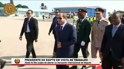 لحظة وصول الرئيس المصري عبد الفتاح السيسي إلى موزمبيق آخر محطات جولته الأفريقية