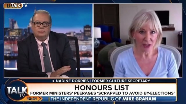 Nadine Dorries says the last thing I'd want to do is cause a by-election in my constituency five hours before she resigns