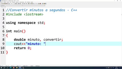 Convertir minutos a segundos en C++