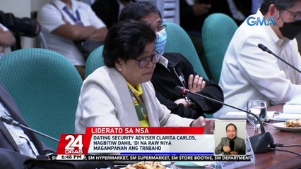 Dating security adviser Clarita Carlos, nagbitiw dahil 'di na raw niya magampanan ang trabaho | 24 Oras