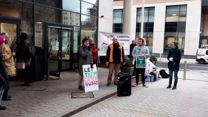 Better Buses protest outside the South Yorkshire Mayorla Authority in Sheffield city centre