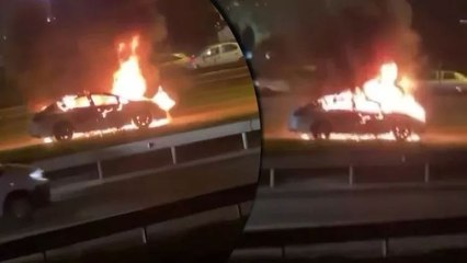 TEM’de seyir halindeki otomobil alev alev yandı