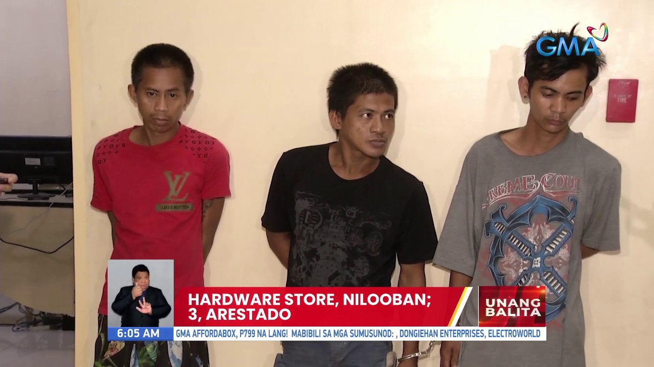 Hardware store, nilooban; 3, arestado | UB