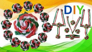 Making Flowers from Tricolor Ribbon to make Jewelry Set for Republic Independence Day - Part 1