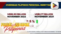 BSP: Remittance ng OFWs, muling tumaas noong Nobyembre 2022