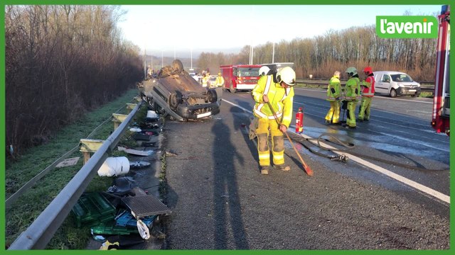 Spectaculaire accident sur la E411 à Wierde