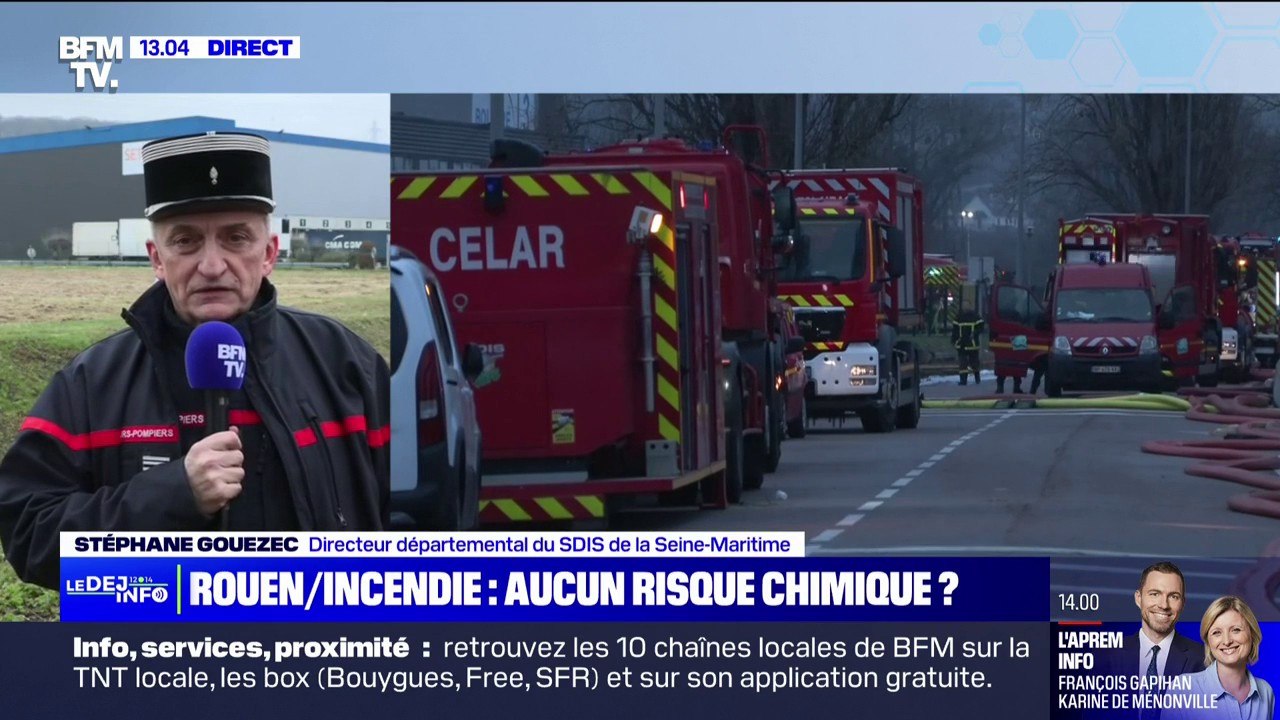 Incendie à Rouen: les pompiers prévoient l'extinction des derniers foyers "avant la fin de la journée"